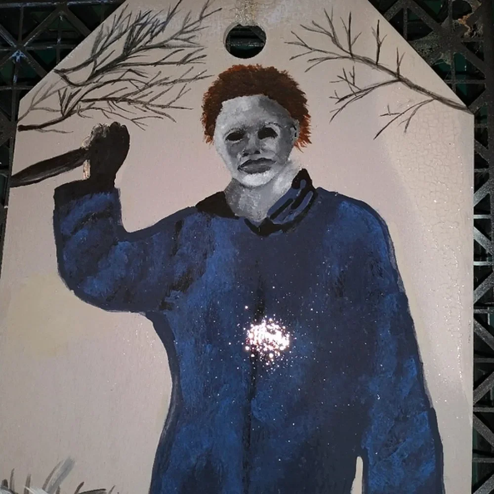 Hand Crafted Michael Myers Art Painting On Wood 13x8